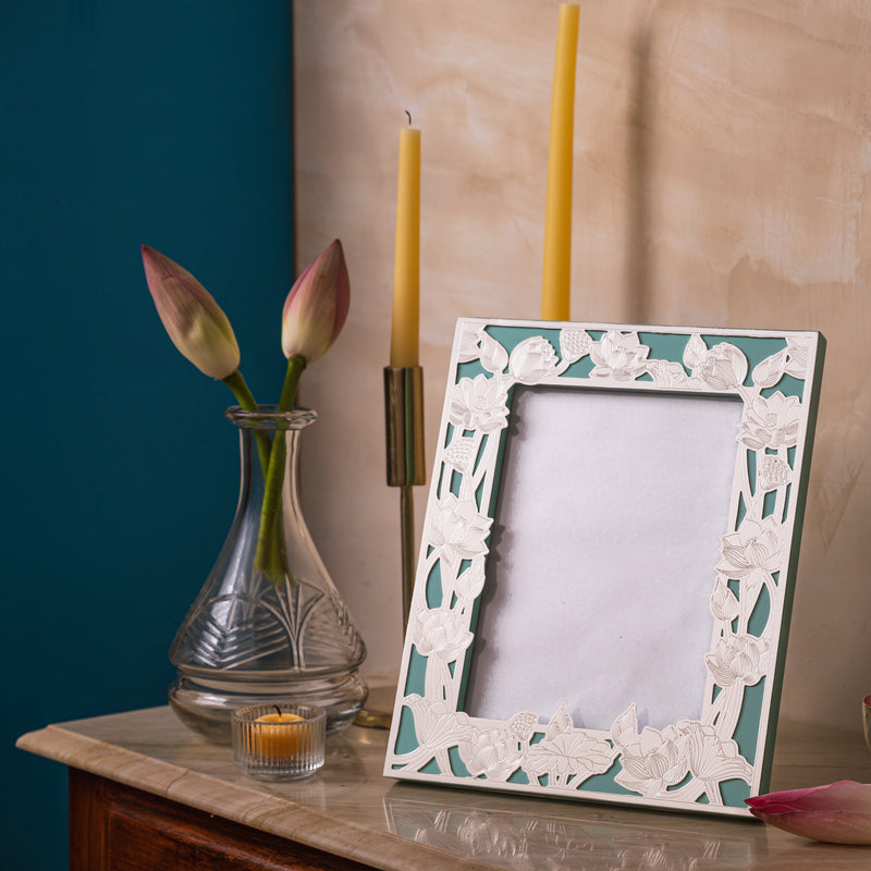 Mint Green Frame with Lotus Seed Design