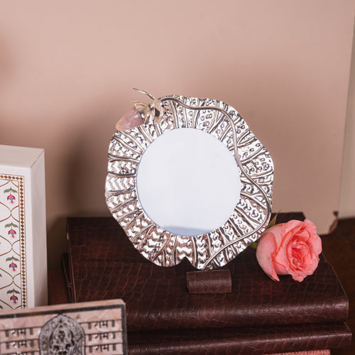 designed with brass and silver plated photo frame with a rose quartz detail. 