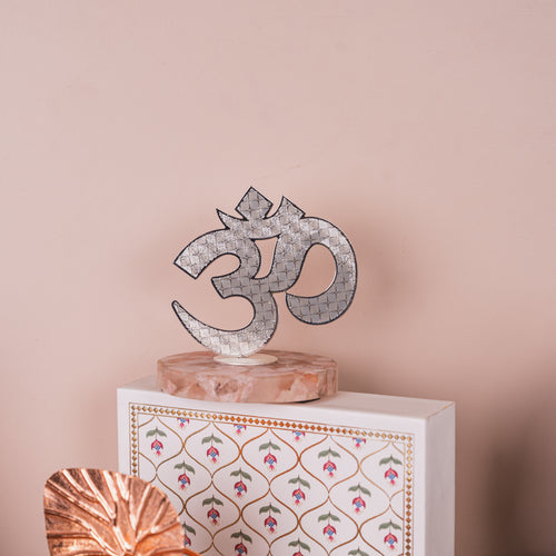 Om Cutwork on Rose Quartz Base