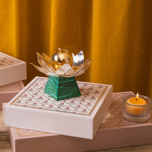 Silver Plated Lotus Agarbatti Stand