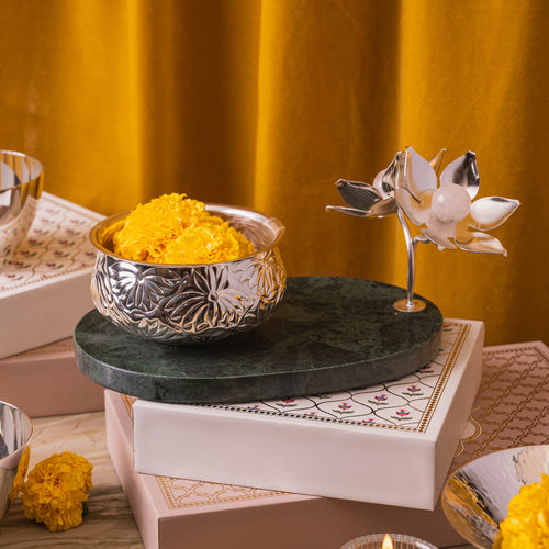 Silver Plated Lotus Rippose Bowl