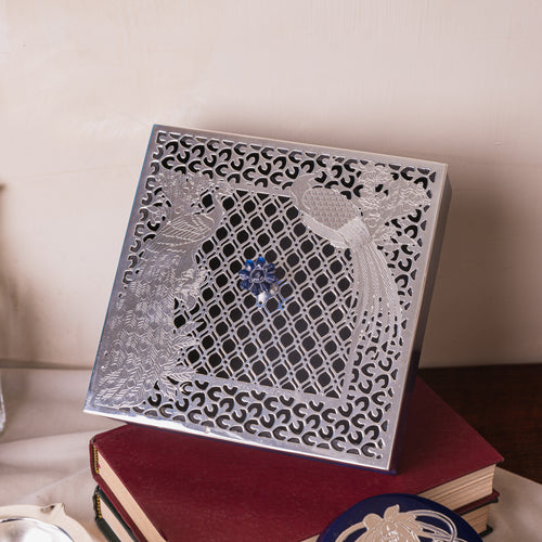 Silver Plated Peacock Box