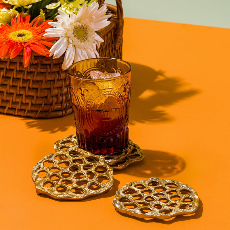 Jaali Lotus Coaster (Set of Four)